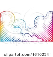 Clipart Of A Sketched Sky With Colorful Clouds Royalty Free Vector Illustration by cidepix