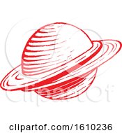 Clipart Of A Sketched Red Planet Royalty Free Vector Illustration