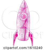 Clipart Of A Sketched Magenta Rocket Royalty Free Vector Illustration