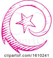 Clipart Of A Sketched Magenta Spiraling Shooting Star Royalty Free Vector Illustration by cidepix