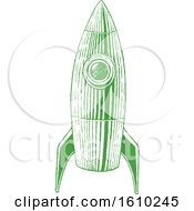Clipart Of A Sketched Green Rocket Royalty Free Vector Illustration