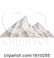 Clipart Of Sketched Brown Mountains Royalty Free Vector Illustration by cidepix
