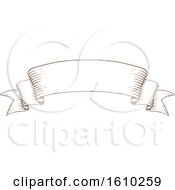 Clipart Of A Sketched Brown Banner Royalty Free Vector Illustration