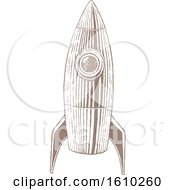Clipart Of A Sketched Brown Rocket Royalty Free Vector Illustration