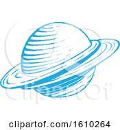 Clipart Of A Sketched Blue Planet Royalty Free Vector Illustration by cidepix