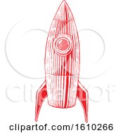 Clipart Of A Sketched Red Rocket Royalty Free Vector Illustration