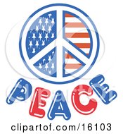 American Peace Symbol With Stars And Stripes Clipart Illustration