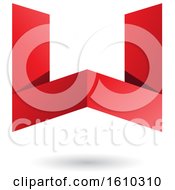 Clipart Of A Red Folded Paper Letter W Royalty Free Vector Illustration