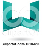 Poster, Art Print Of Persian Green Folded Paper Letter W