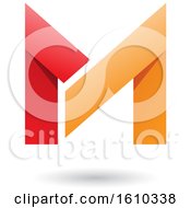 Clipart Of A Folded Paper Red And Orange Letter M Royalty Free Vector Illustration