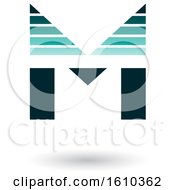 Clipart Of A Striped Persian Green Letter M Royalty Free Vector Illustration