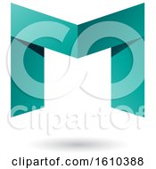 Clipart Of A Folded Paper Turquoise Letter M Royalty Free Vector Illustration