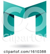 Poster, Art Print Of Folded Paper Turquoise Letter M