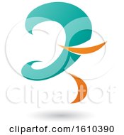 Clipart Of A Persian Green And Orange Curvy Letter Z Royalty Free Vector Illustration