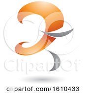 Poster, Art Print Of Orange And Gray Curvy Letter Z