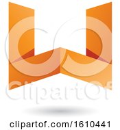 Clipart Of An Orange Folded Paper Letter W Royalty Free Vector Illustration