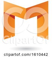 Clipart Of A Folded Paper Orange Letter M Royalty Free Vector Illustration