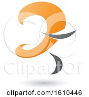 Poster, Art Print Of Orange And Gray Curvy Letter Z