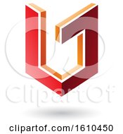 Clipart Of A 3d Red And Orange Shield Royalty Free Vector Illustration