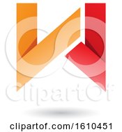 Clipart Of A Red And Orange Folded Paper Letter W Royalty Free Vector Illustration