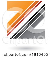 Poster, Art Print Of Striped Gray And Orange Letter Z