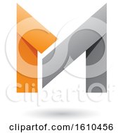 Poster, Art Print Of Folded Paper Gray And Orange Letter M