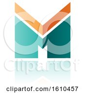 Clipart Of A Thick Striped Turquoise And Orange Letter M Royalty Free Vector Illustration