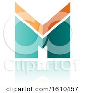 Poster, Art Print Of Thick Striped Turquoise And Orange Letter M