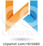 Poster, Art Print Of Blue And Orange Folded Paper Letter W