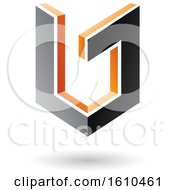 Clipart Of A 3d Black And Orange Shield Royalty Free Vector Illustration
