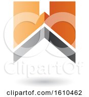 Clipart Of A Thick Striped Gray And Orange Letter W Royalty Free Vector Illustration