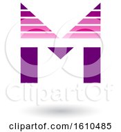 Clipart Of A Striped Magenta And Purple Letter M Royalty Free Vector Illustration
