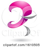 Poster, Art Print Of Magenta And Gray Curvy Letter Z