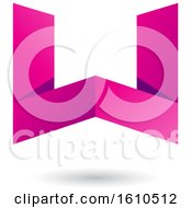 Clipart Of A Magenta Folded Paper Letter W Royalty Free Vector Illustration