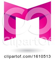 Clipart Of A Folded Paper Magenta Letter M Royalty Free Vector Illustration