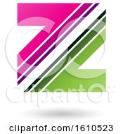 Poster, Art Print Of Striped Magenta And Green Letter Z