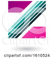 Poster, Art Print Of Striped Magenta And Turquoise Letter Z