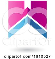 Clipart Of A Thick Striped Magenta And Blue Letter W Royalty Free Vector Illustration