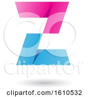 Poster, Art Print Of Blue And Magenta Folded Paper Styled Letter Z