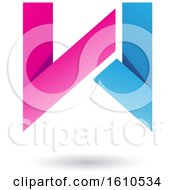 Clipart Of A Pink And Blue Folded Paper Letter W Royalty Free Vector Illustration