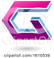 Clipart Of A Magenta And Blue Angled Letter G Royalty Free Vector Illustration