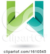Clipart Of A Green And Turquoise Folded Paper Letter W Royalty Free Vector Illustration