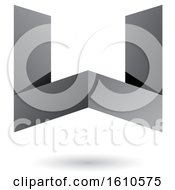 Clipart Of A Gray Folded Paper Letter W Royalty Free Vector Illustration
