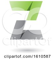 Clipart Of A Gray And Green Folded Paper Styled Letter Z Royalty Free Vector Illustration