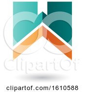 Clipart Of A Thick Striped Orange And Turquoise Letter W Royalty Free Vector Illustration