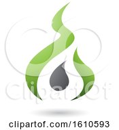 Clipart Of A Fire Shaped Green And Gray Letter A Royalty Free Vector Illustration