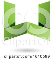 Clipart Of A Green Folded Paper Letter W Royalty Free Vector Illustration