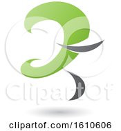 Clipart Of A Green And Gray Curvy Letter Z Royalty Free Vector Illustration