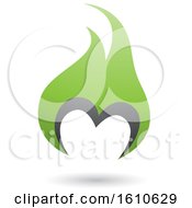 Clipart Of A Fire Shaped Green And Gray Letter M Royalty Free Vector Illustration