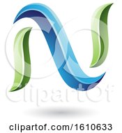 Poster, Art Print Of Green And Blue Letter N